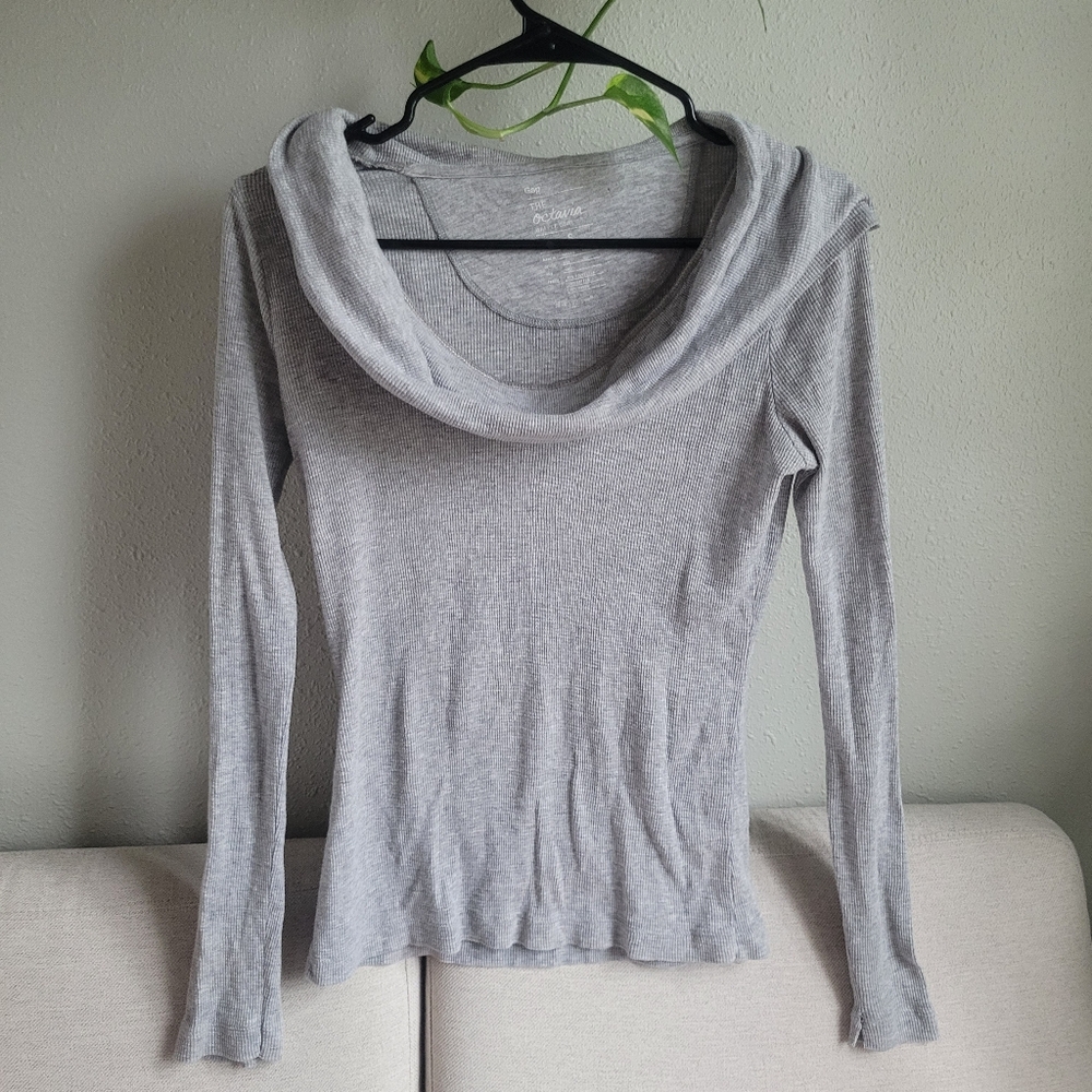 Light Gray Cowl Neck Women's Top